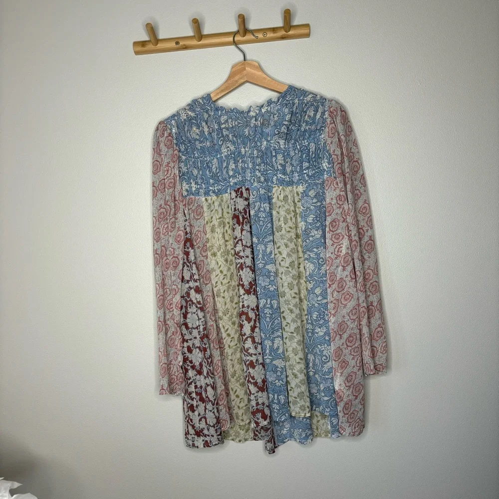 Free People  Merrie Mixed Print Tunic In Lilac Size small - Picture 2 of 10